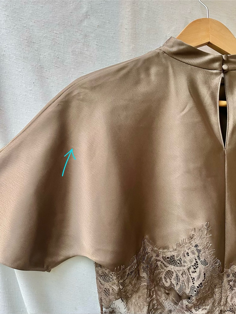 Zara Satin Cut Out Lace Dress Asymmetrical High Neck Scarf Brown Large - Picture 14 of 15